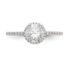 14K White Gold Halo (Holds 1 carat (6.5mm) Round Center) 1/6 carat Diamond Semi-Mount Engagement Ring