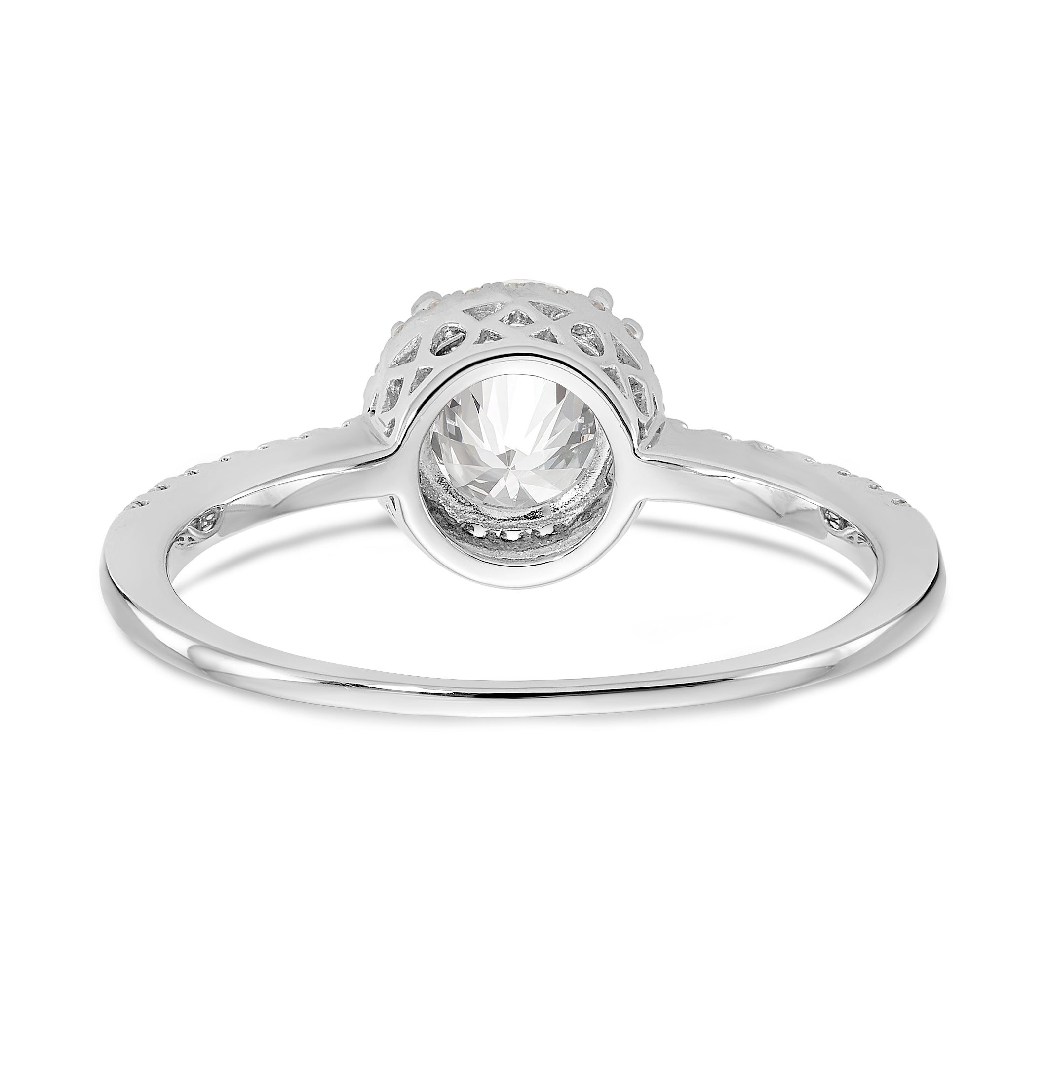 14K White Gold Halo (Holds 1 carat (6.5mm) Round Center) 1/6 carat Diamond Semi-Mount Engagement Ring