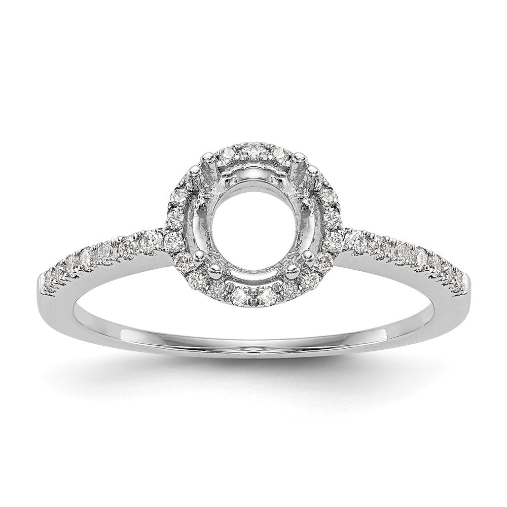 14K White Gold Round Diamond Semi-Mount Halo Engagement Ring