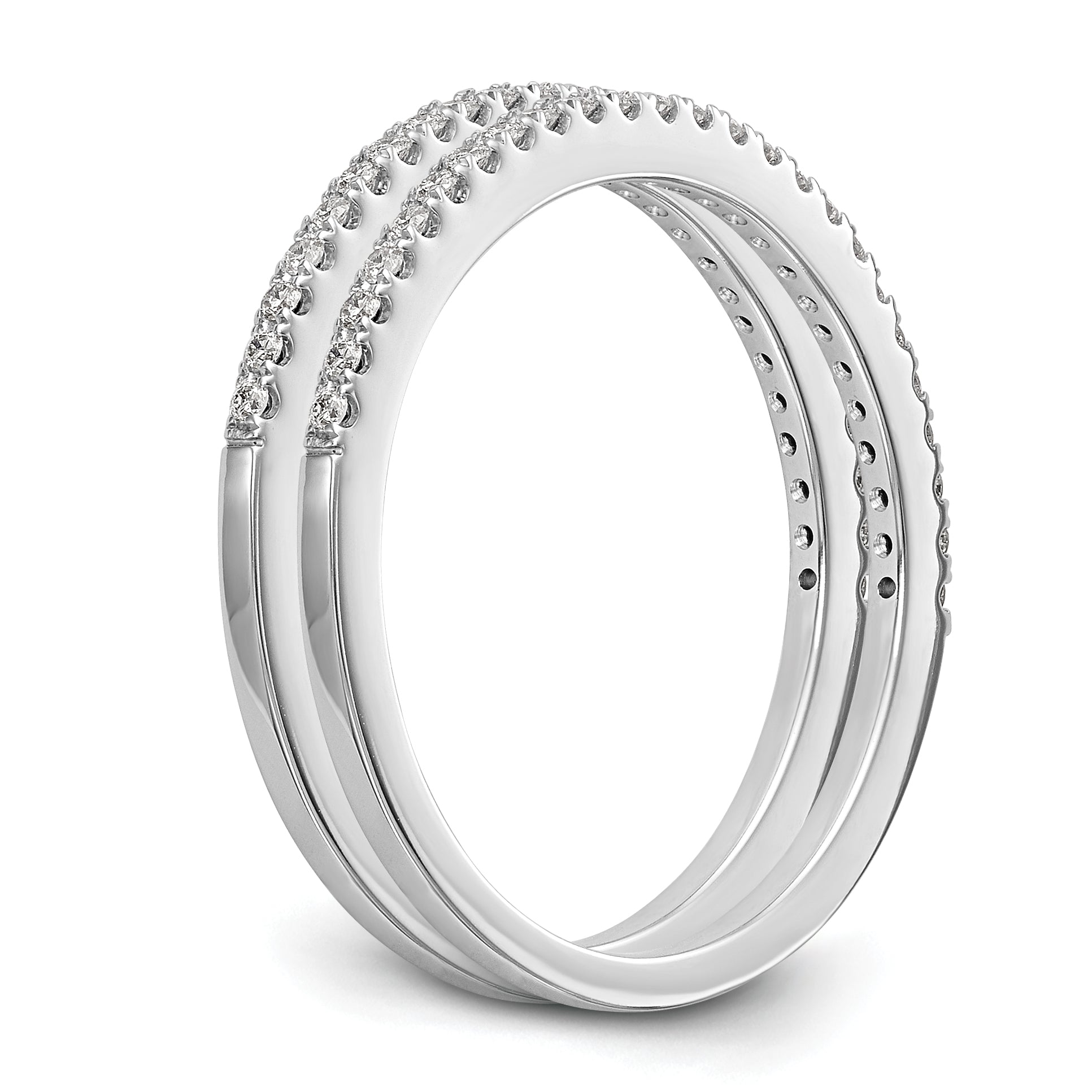 14k White Gold Lab Grown Diamond Set of 2 Wedding Bands