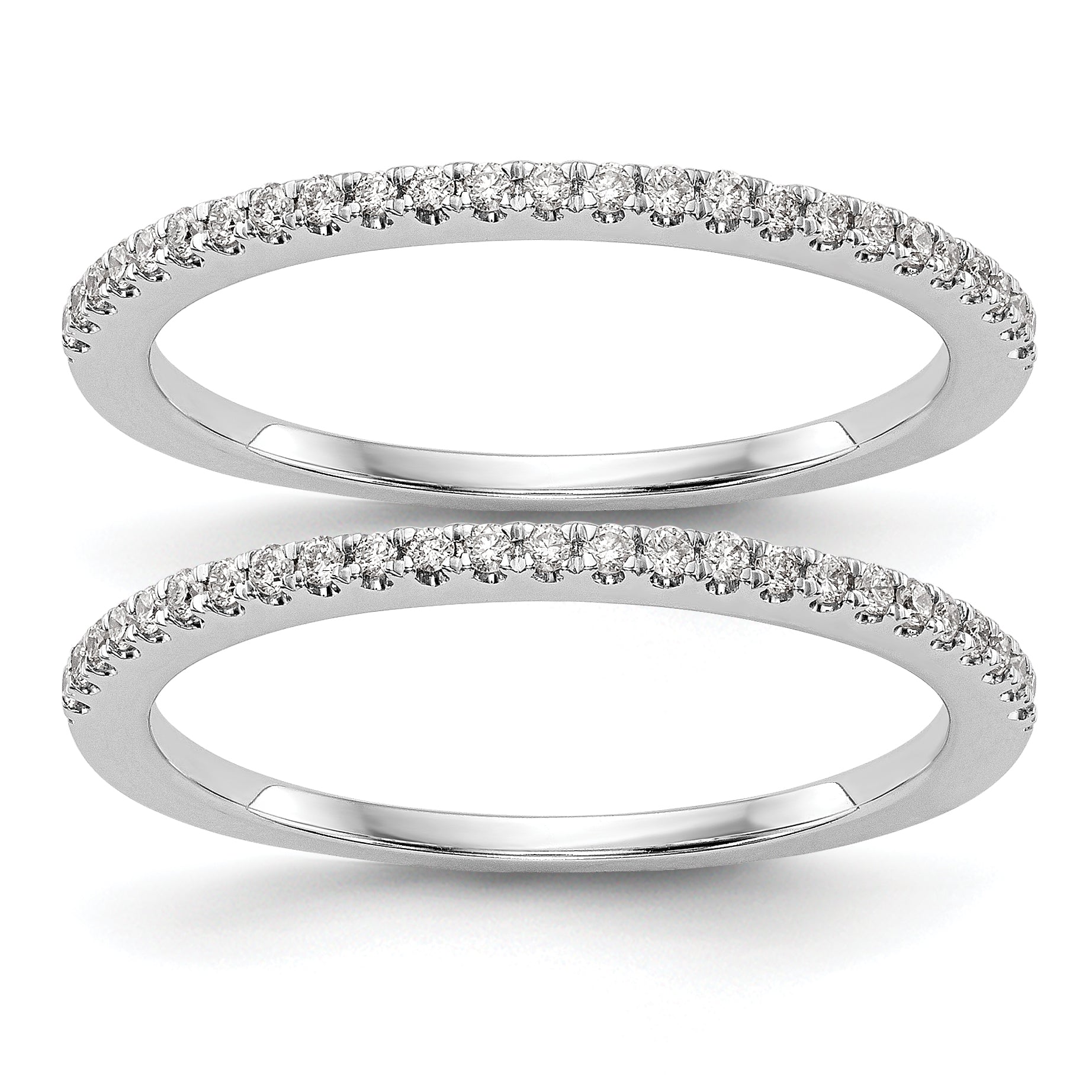 14k White Gold Lab Grown Diamond Set of 2 Wedding Bands