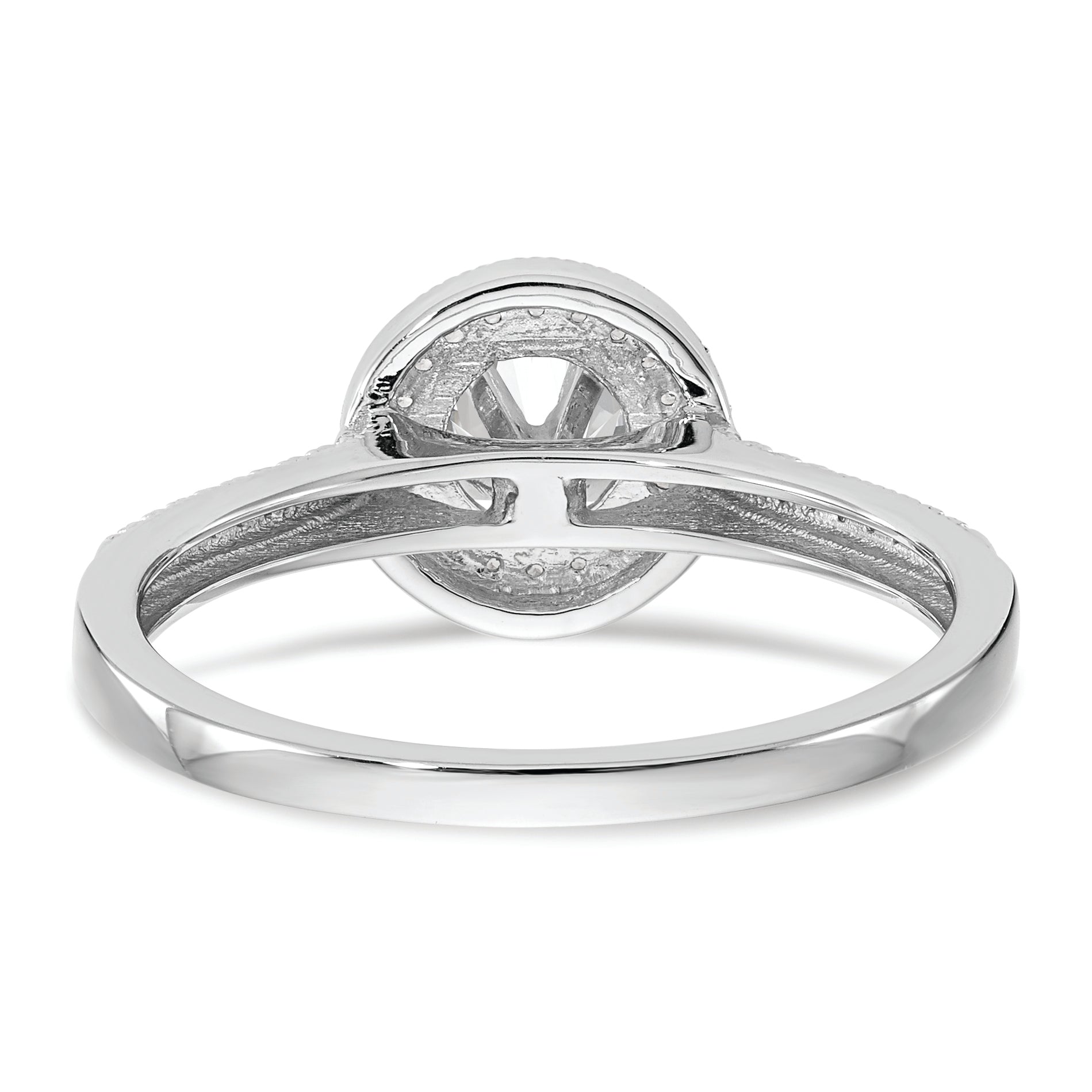 14K White Gold Halo (Holds 1/4 carat (4.00mm) Round Center) 1/10 carat Diamond Semi-Mount Engagement Ring