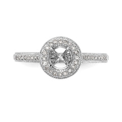 14K White Gold Halo (Holds 1/4 carat (4.00mm) Round Center) 1/10 carat Diamond Semi-Mount Engagement Ring