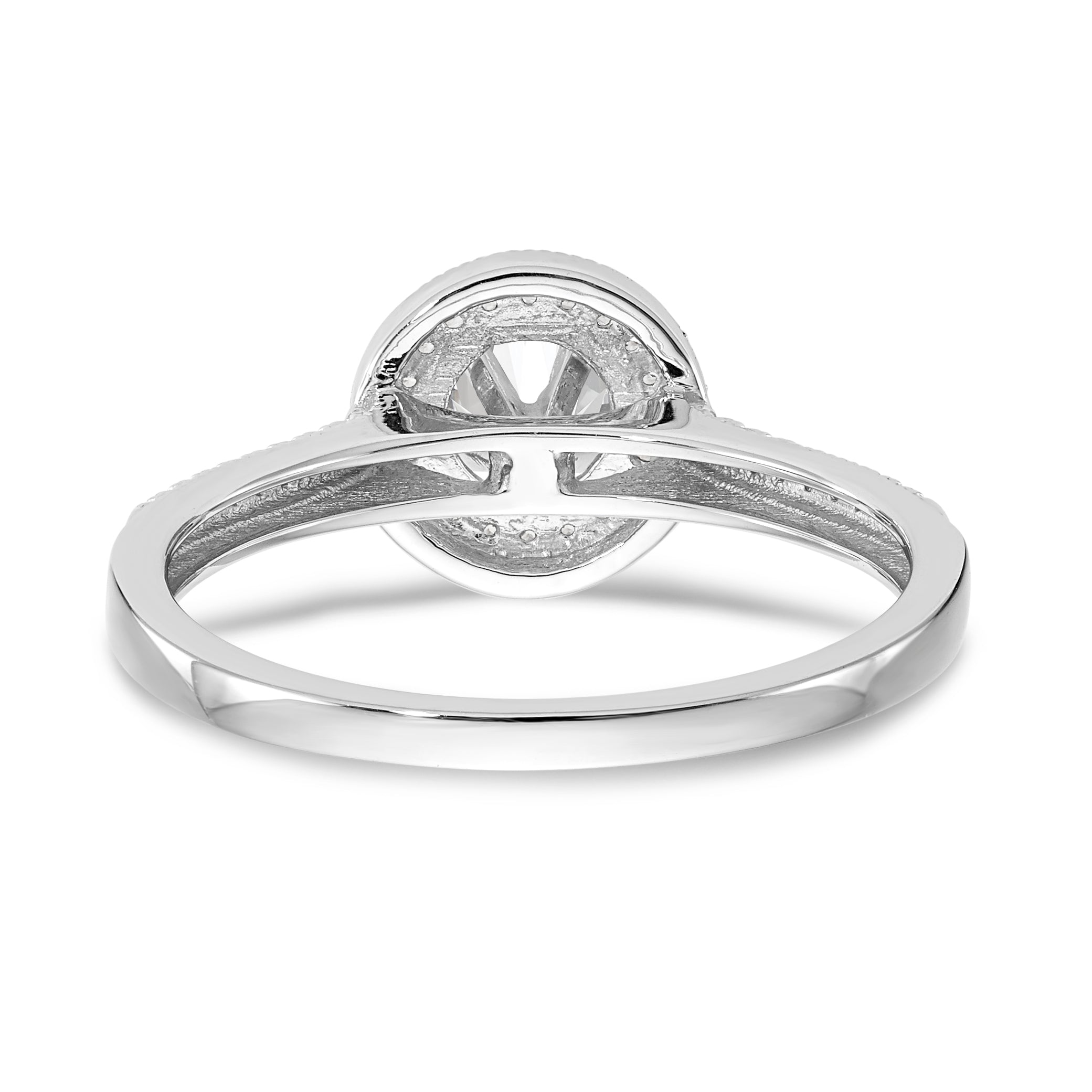 14K White Gold Halo (Holds 1/4 carat (4.00mm) Round Center) 1/10 carat Diamond Semi-Mount Engagement Ring