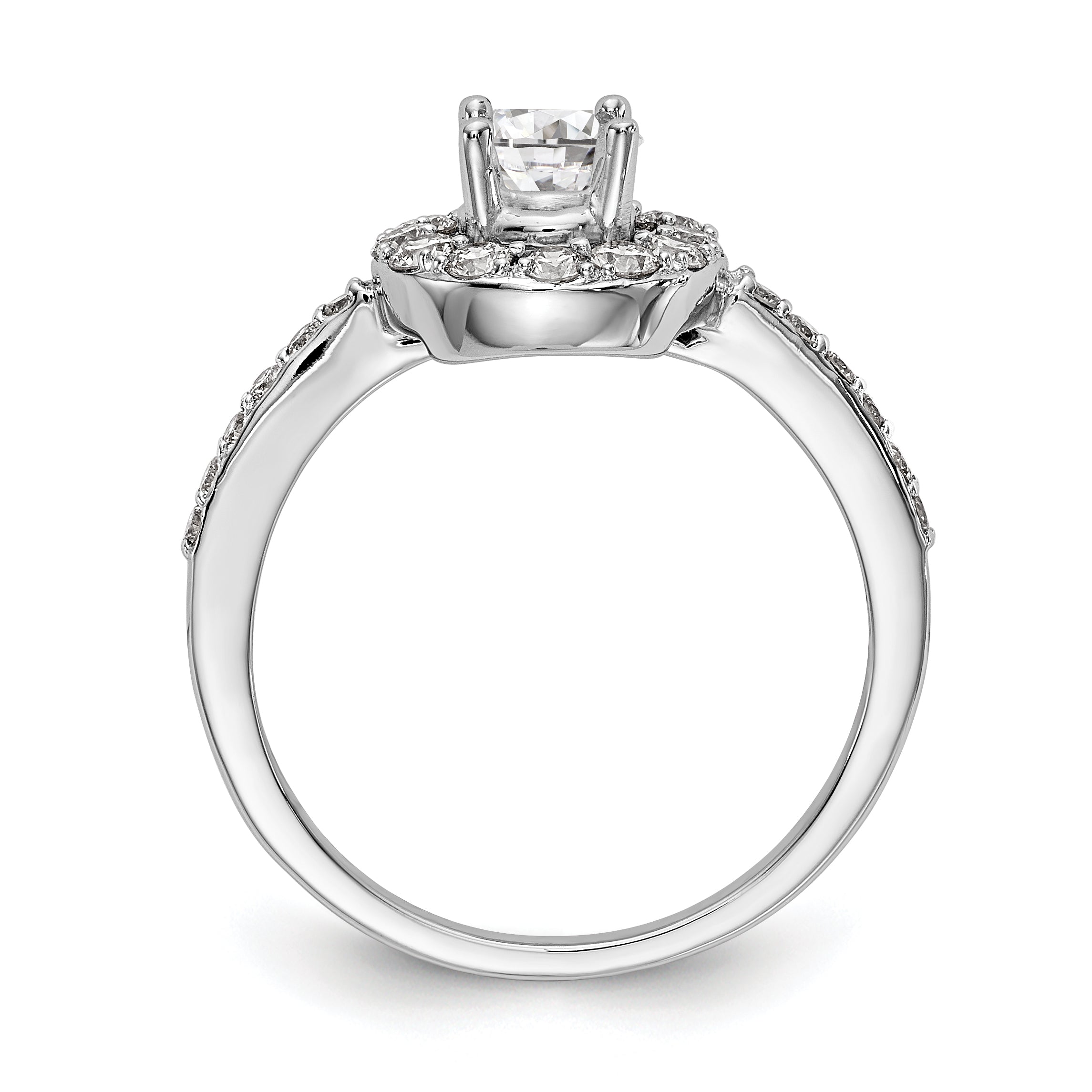 14K White Gold Halo (Holds 1/2 carat (5.00mm) Round Center) 1/2 carat Diamond Semi-Mount Engagement Ring