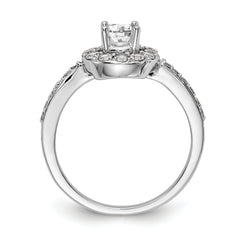 14K White Gold Halo (Holds 1/2 carat (5.00mm) Round Center) 1/2 carat Diamond Semi-Mount Engagement Ring