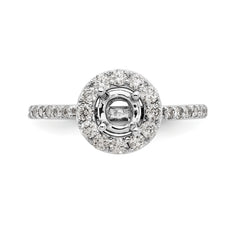 14K White Gold Halo (Holds 1/2 carat (5.00mm) Round Center) 1/2 carat Diamond Semi-Mount Engagement Ring