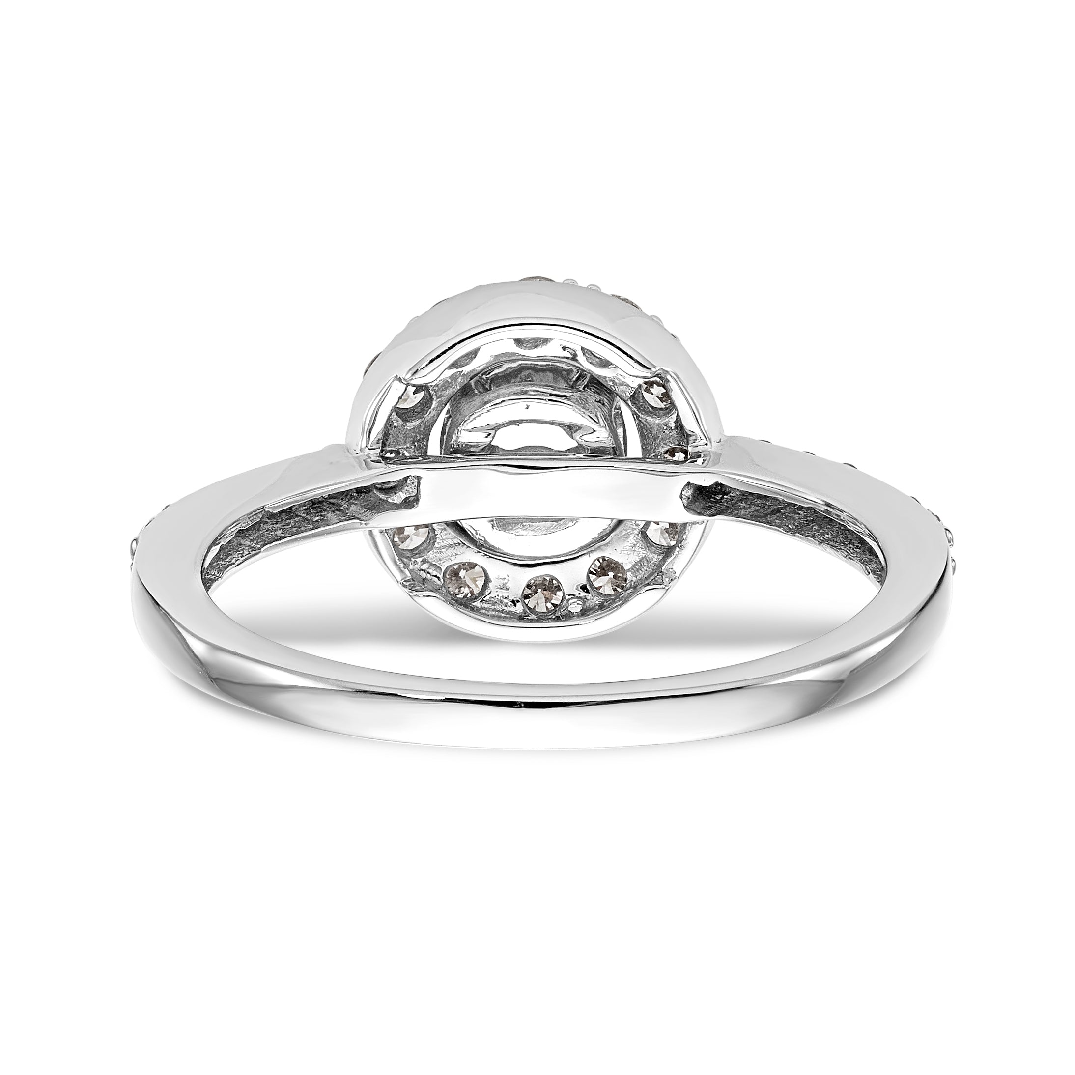 14K White Gold Halo (Holds 1/2 carat (5.00mm) Round Center) 1/2 carat Diamond Semi-Mount Engagement Ring