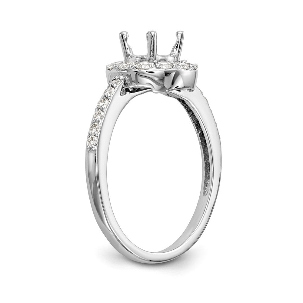 14K White Gold Halo (Holds 1/2 carat (5.00mm) Round Center) 1/2 carat Diamond Semi-Mount Engagement Ring