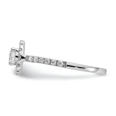 14K White Gold Halo (Holds 1/3 carat (4.5mm) Round Center) 1/3 carat Diamond Semi-Mount Engagement Ring