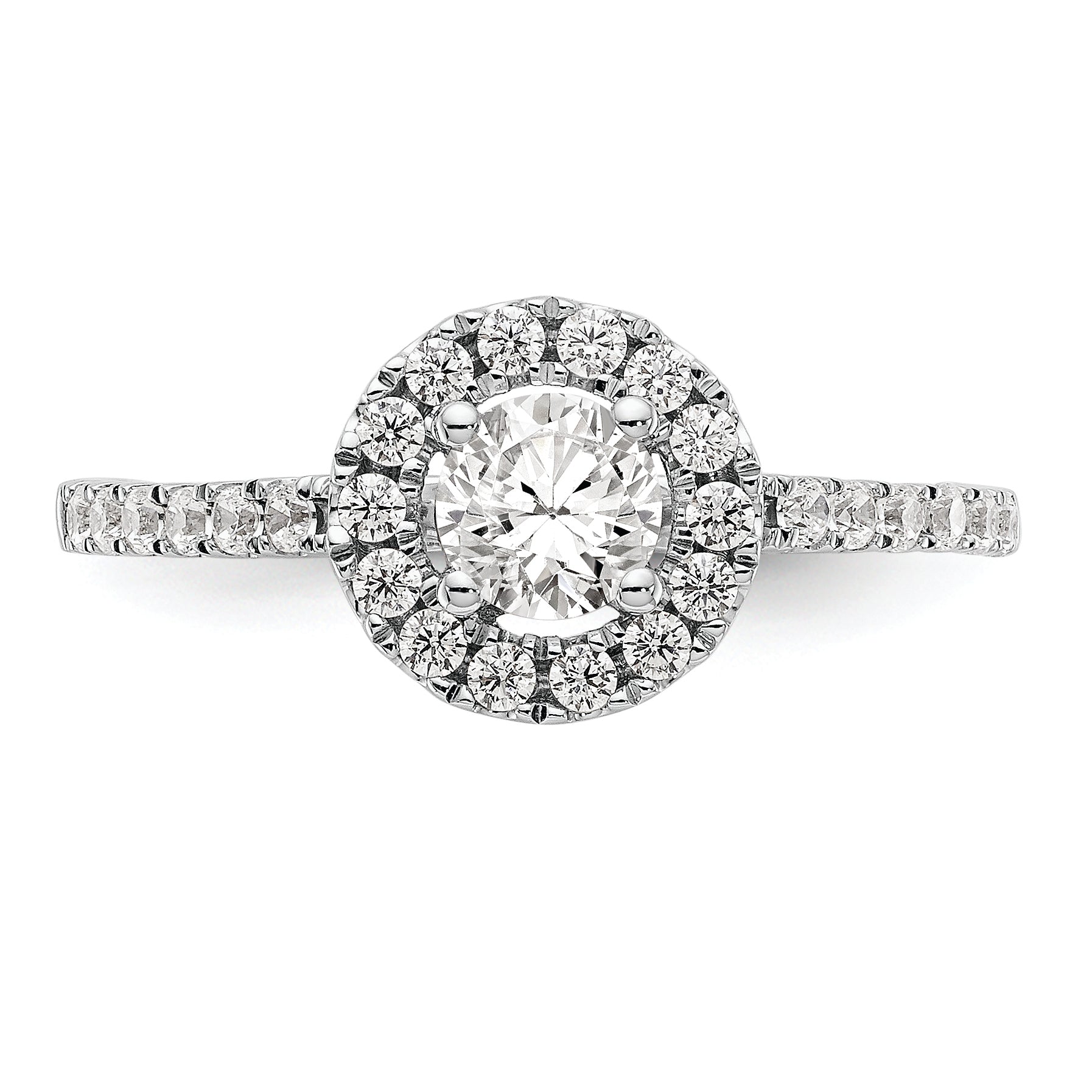 14K White Gold Halo (Holds 1/3 carat (4.5mm) Round Center) 1/3 carat Diamond Semi-Mount Engagement Ring