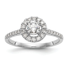 14K White Gold Halo (Holds 1/3 carat (4.5mm) Round Center) 1/3 carat Diamond Semi-Mount Engagement Ring