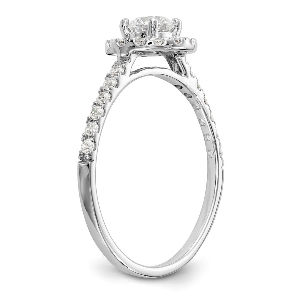 14K White Gold Round Diamond Semi-Mount Halo Engagement Ring