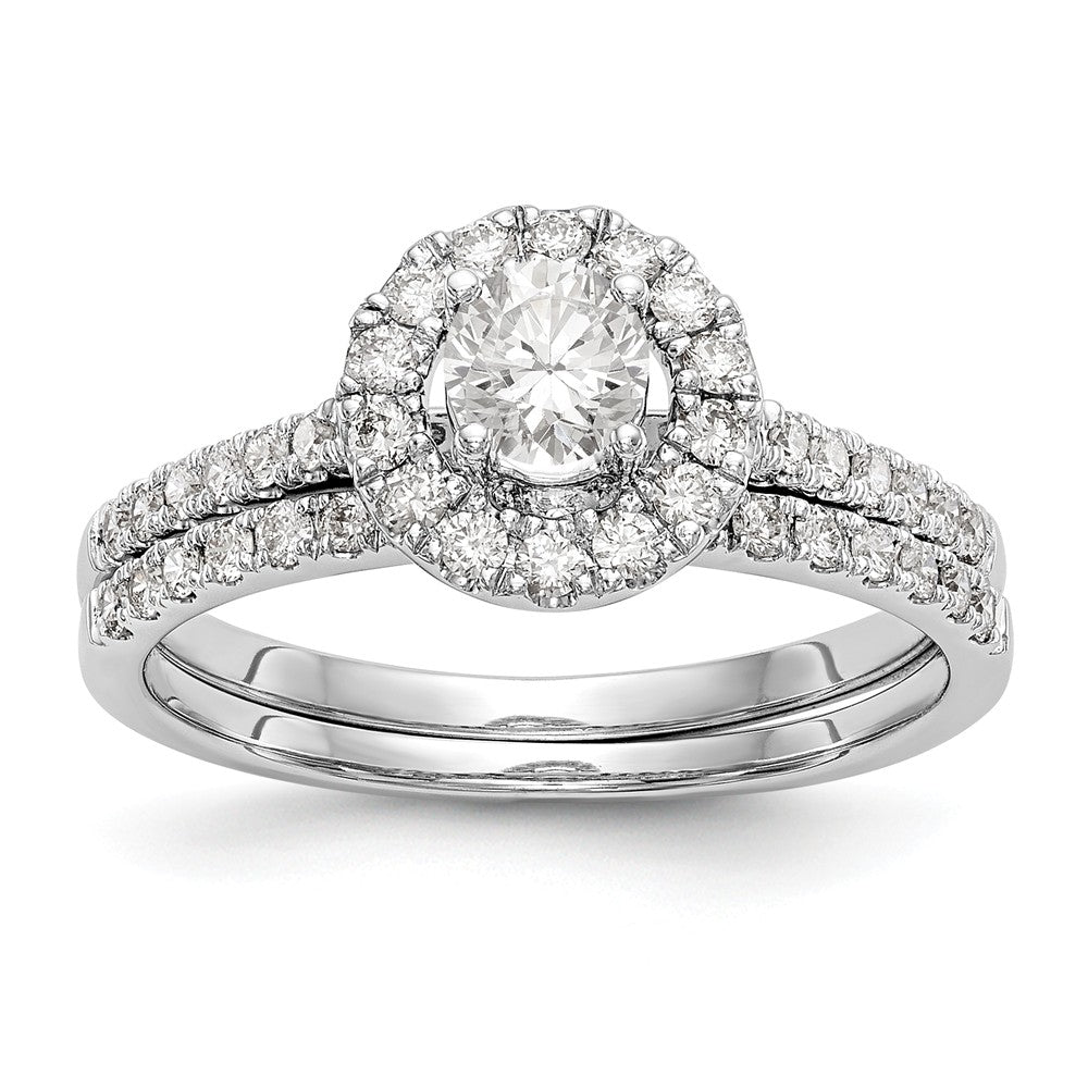 14K White Gold Round Diamond Semi-Mount Halo Engagement Ring