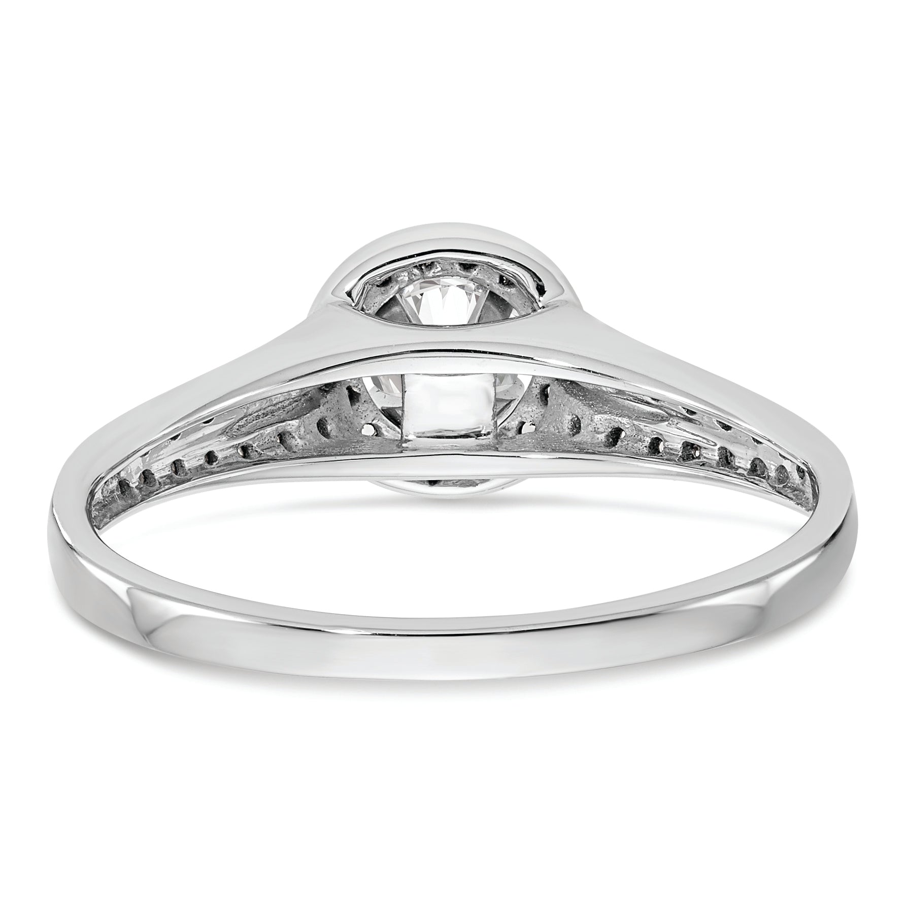 14K White Gold Halo (Holds 1/4 carat (4.00mm) Round Center) 1/5 carat Diamond Semi-Mount Engagement Ring