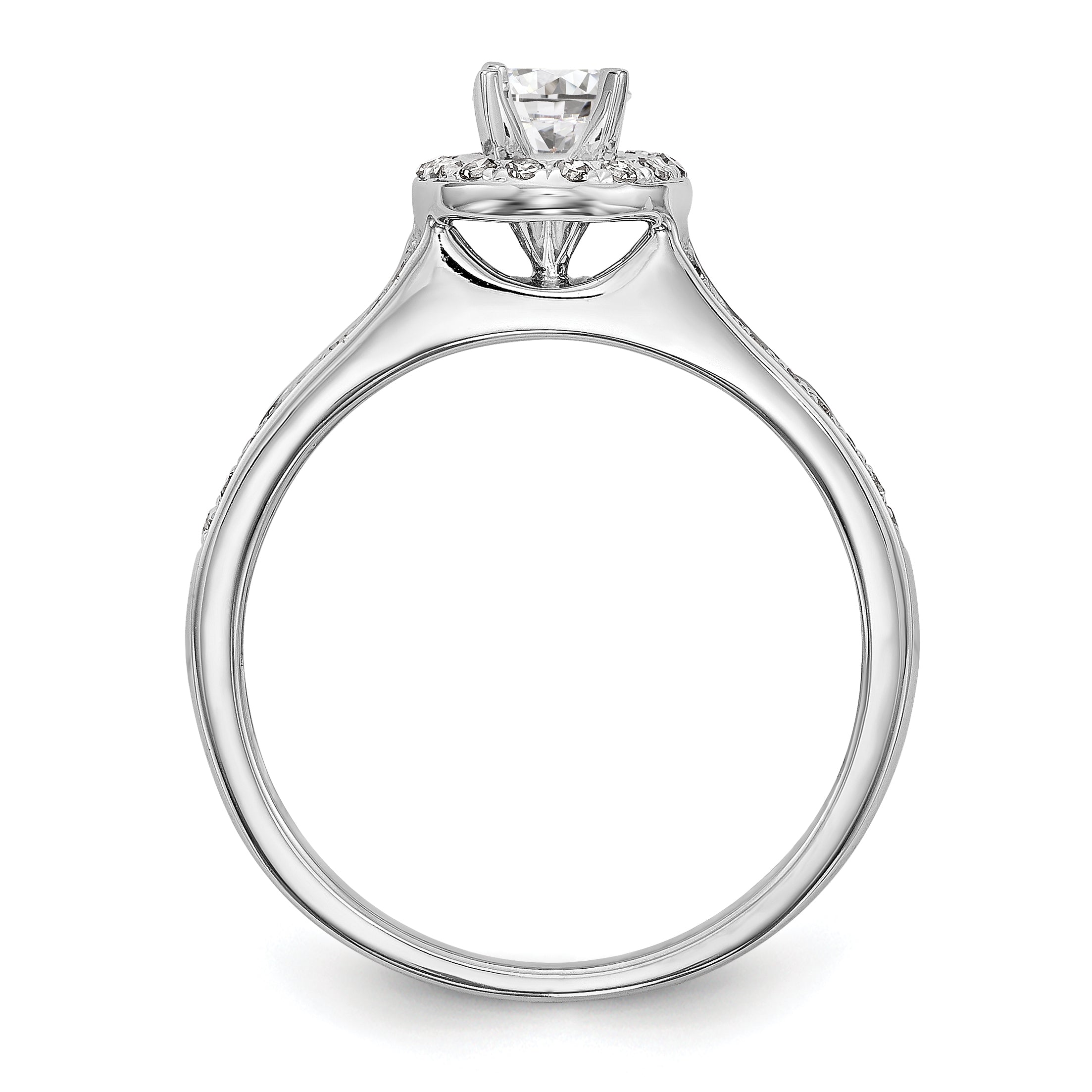 14K White Gold Halo (Holds 1/4 carat (4.00mm) Round Center) 1/5 carat Diamond Semi-Mount Engagement Ring