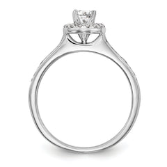 14K White Gold Halo (Holds 1/4 carat (4.00mm) Round Center) 1/5 carat Diamond Semi-Mount Engagement Ring