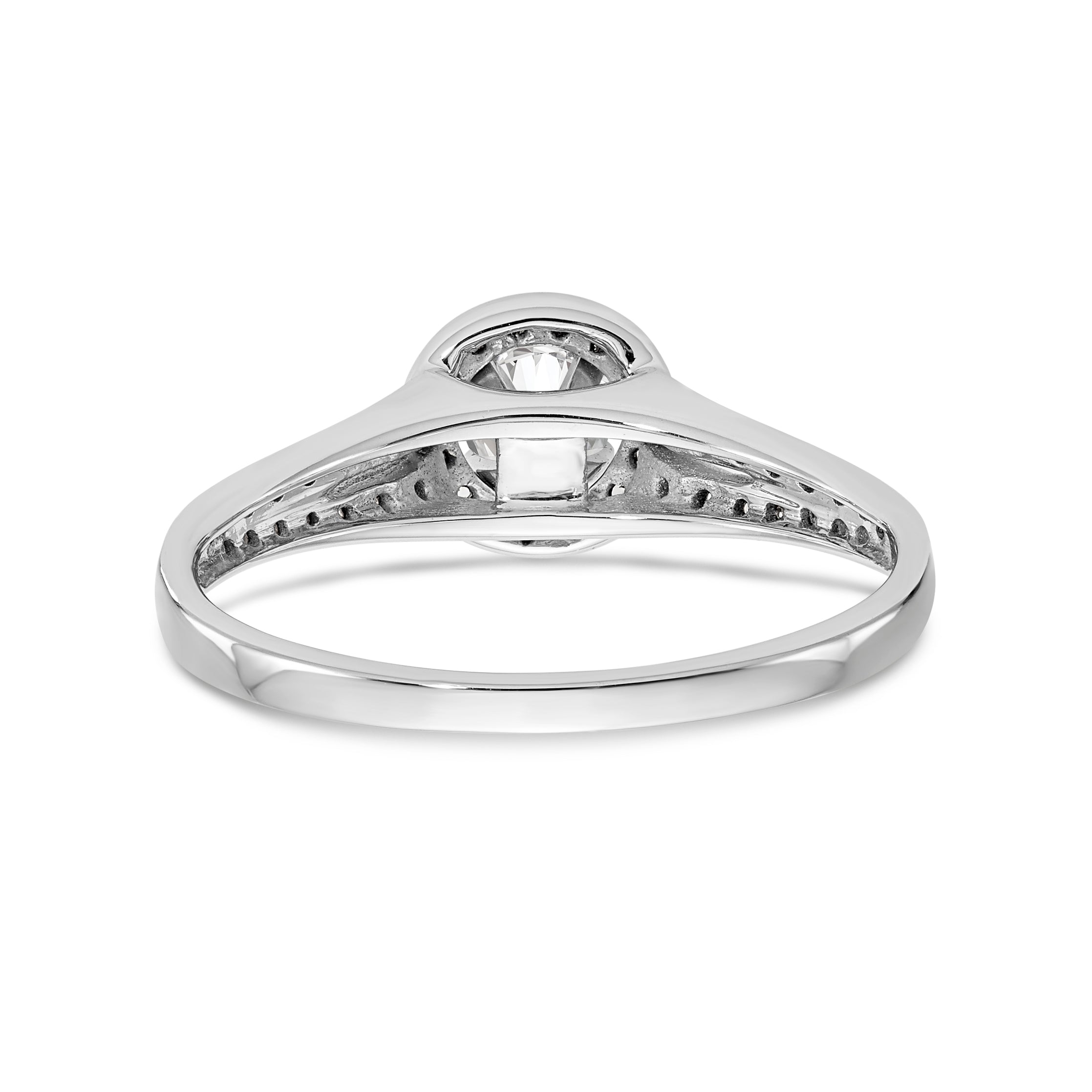 14K White Gold Halo (Holds 1/4 carat (4.00mm) Round Center) 1/5 carat Diamond Semi-Mount Engagement Ring