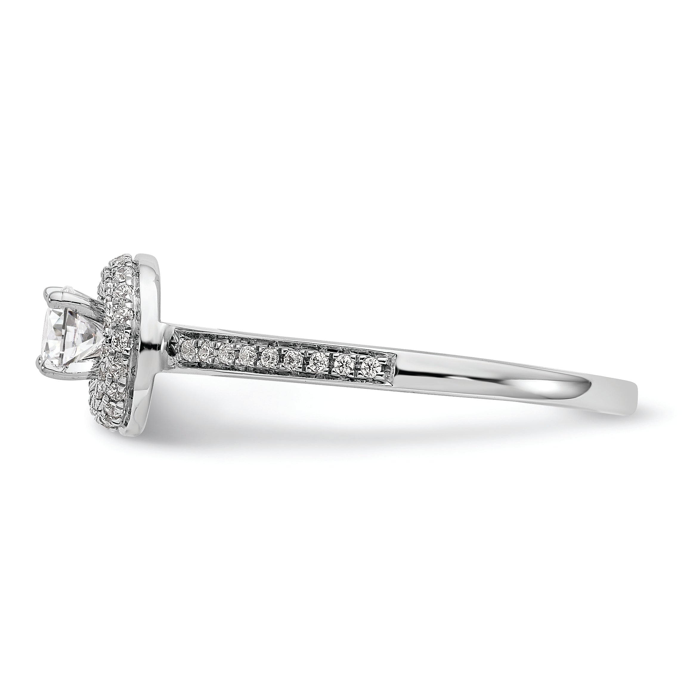 14K White Gold Halo Plus (Holds 1/4 carat (4.00mm) Round Center) 1/6 carat Diamond Semi-Mount Engagement Ring