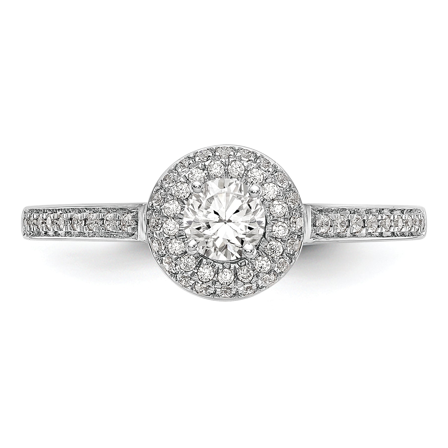 14K White Gold Halo Plus (Holds 1/4 carat (4.00mm) Round Center) 1/6 carat Diamond Semi-Mount Engagement Ring