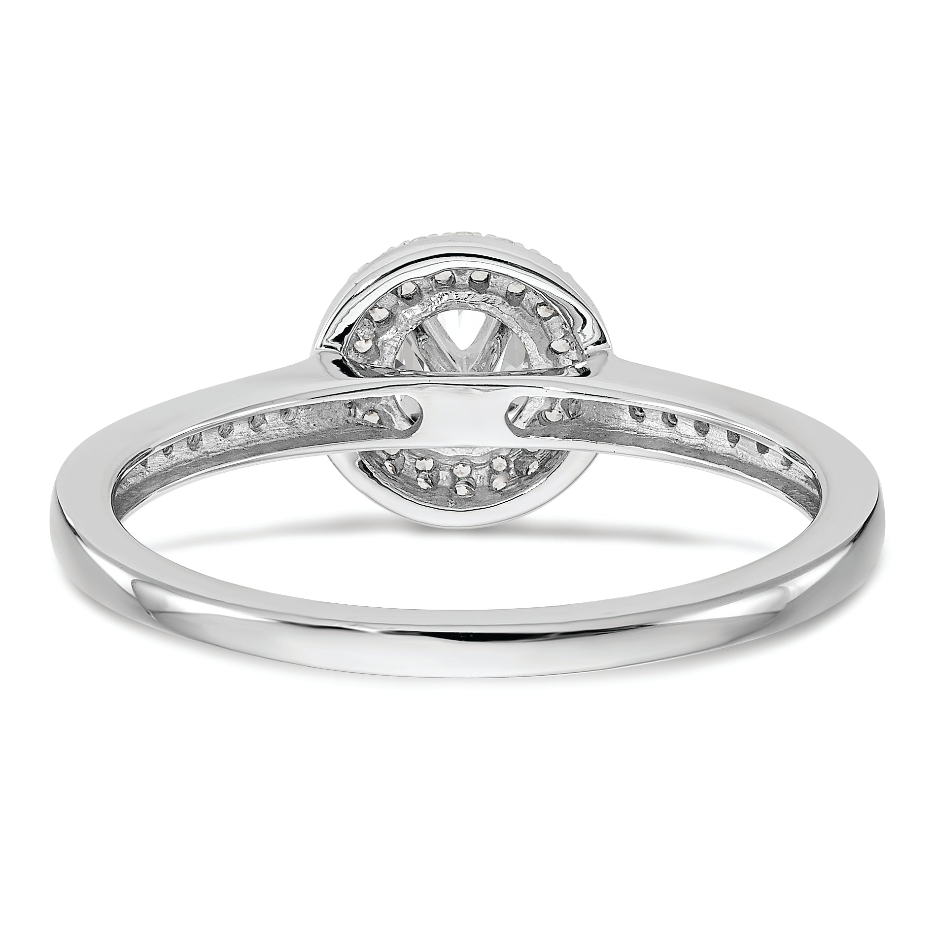 14K White Gold Halo Plus (Holds 1/4 carat (4.00mm) Round Center) 1/6 carat Diamond Semi-Mount Engagement Ring