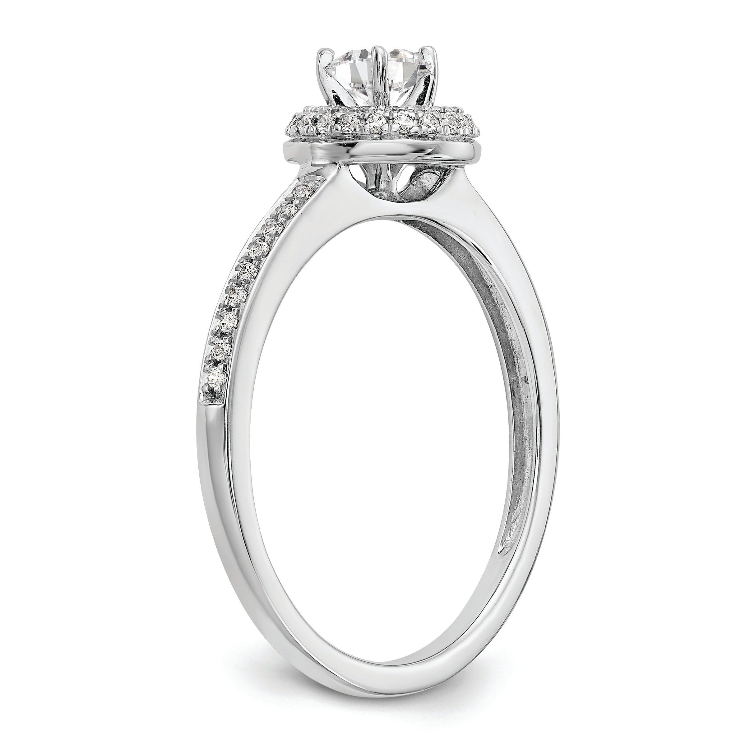 14K White Gold Halo Plus (Holds 1/4 carat (4.00mm) Round Center) 1/6 carat Diamond Semi-Mount Engagement Ring