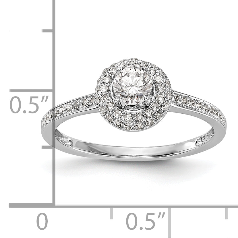 14K White Gold Halo Plus (Holds 1/4 carat (4.00mm) Round Center) 1/6 carat Diamond Semi-Mount Engagement Ring