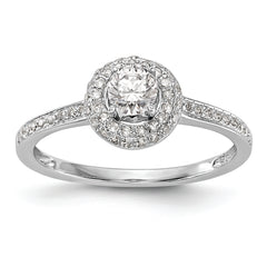 14K White Gold Halo Plus (Holds 1/4 carat (4.00mm) Round Center) 1/6 carat Diamond Semi-Mount Engagement Ring