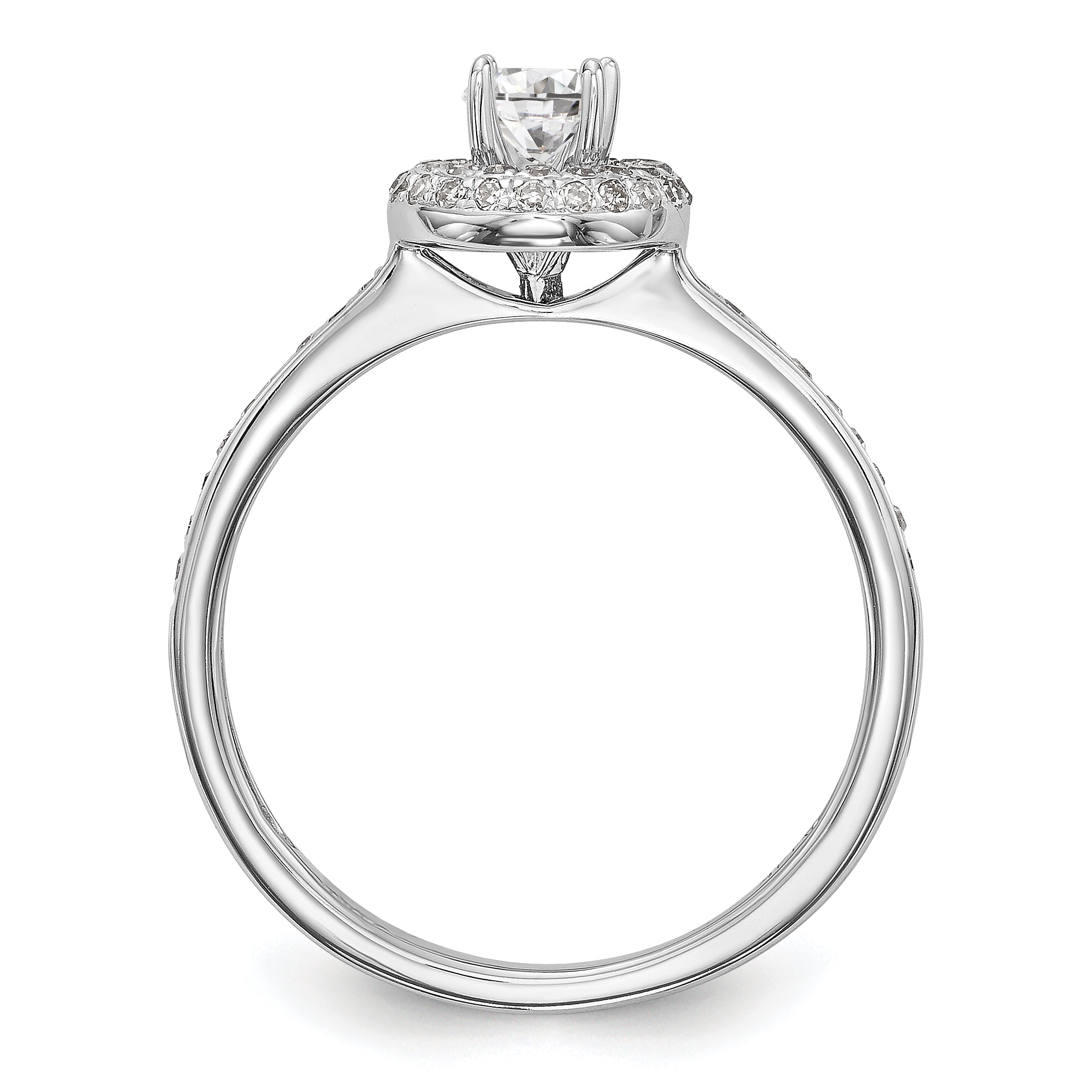 14K White Gold Halo Plus (Holds 1/4 carat (4.00mm) Round Center) 1/6 carat Diamond Semi-Mount Engagement Ring