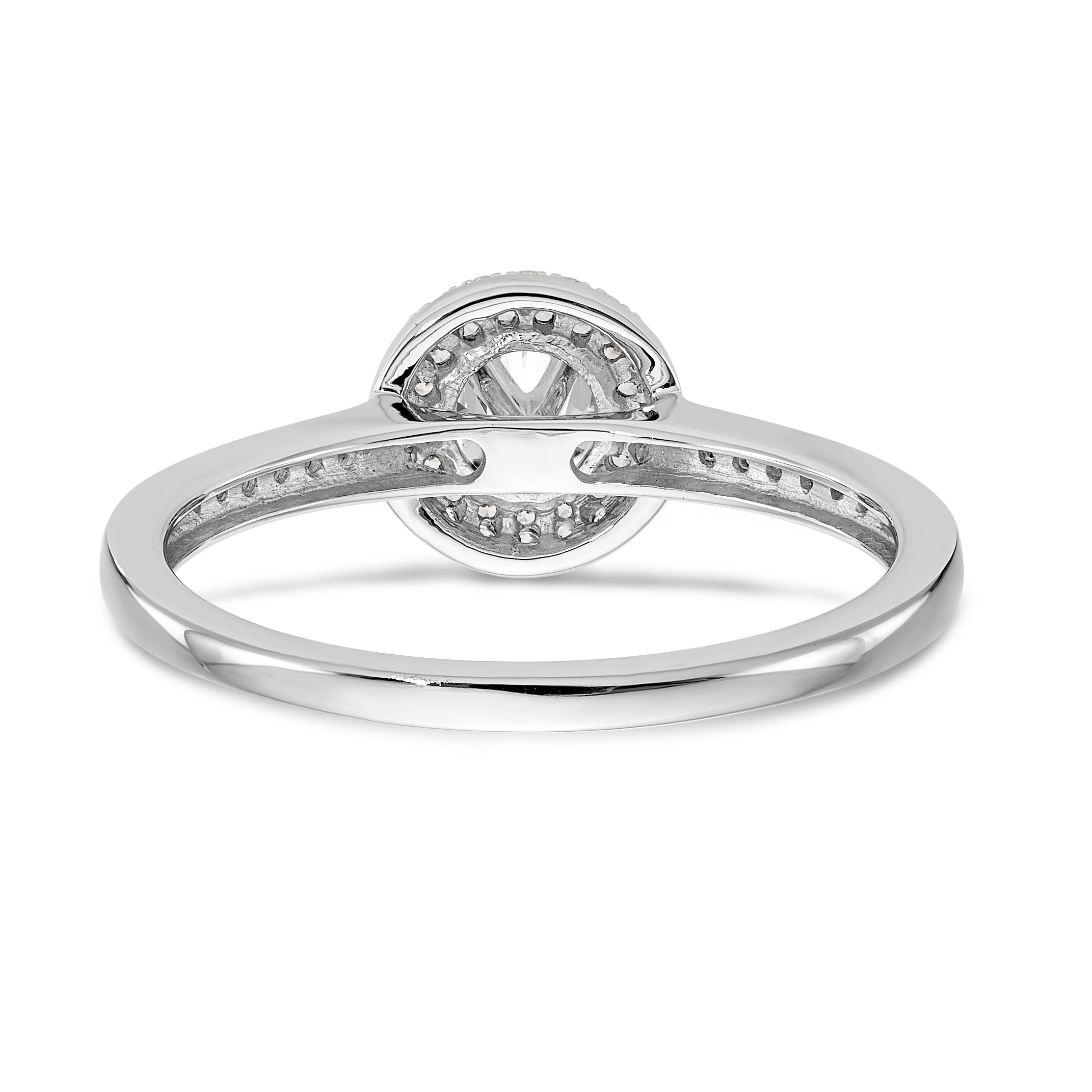 14K White Gold Halo Plus (Holds 1/4 carat (4.00mm) Round Center) 1/6 carat Diamond Semi-Mount Engagement Ring