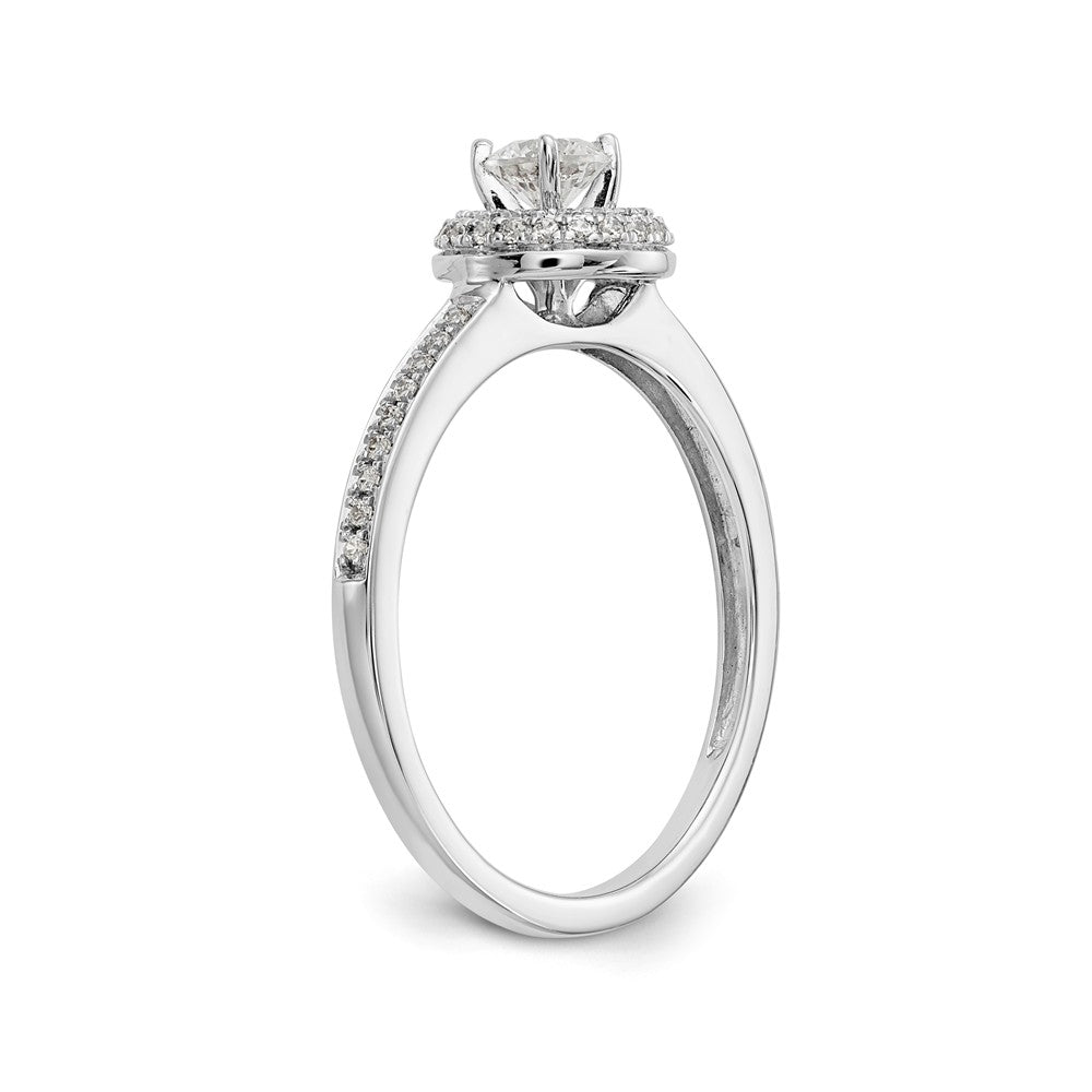 14K White Gold Halo Plus (Holds 1/4 carat (4.00mm) Round Center) 1/6 carat Diamond Semi-Mount Engagement Ring