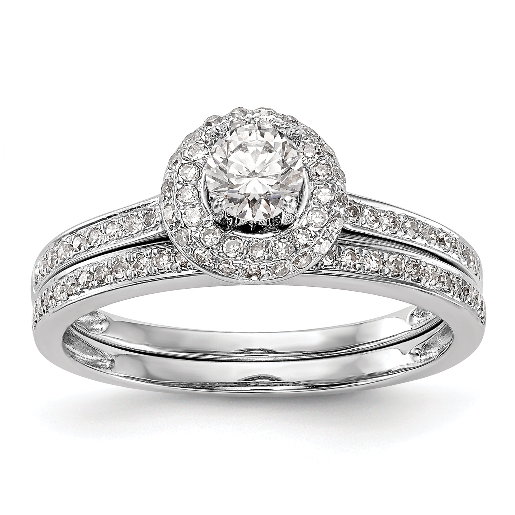 14K White Gold Lab Grown Diamond Complete Halo Engagement Ring