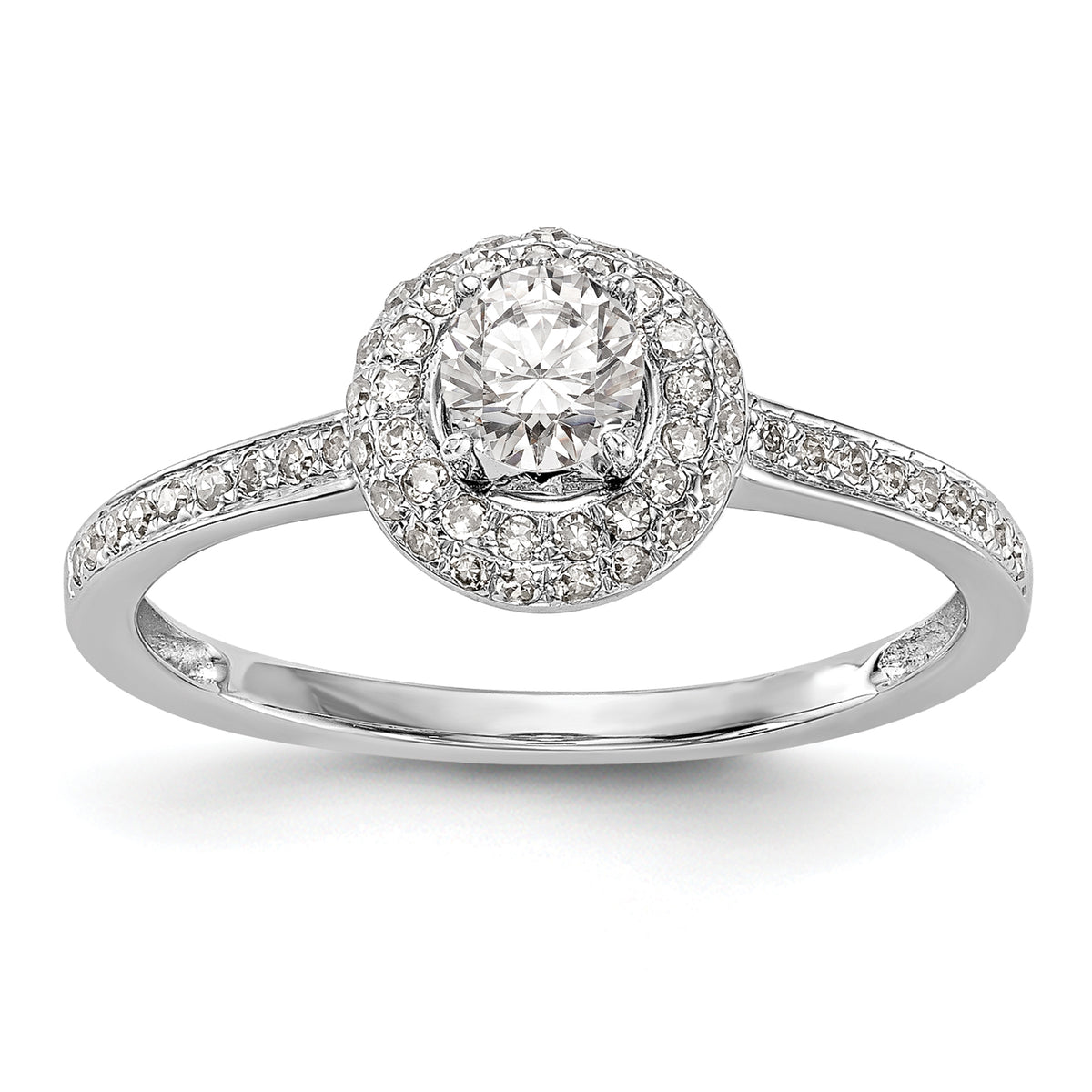 14K White Gold Lab Grown Diamond Complete Halo Engagement Ring