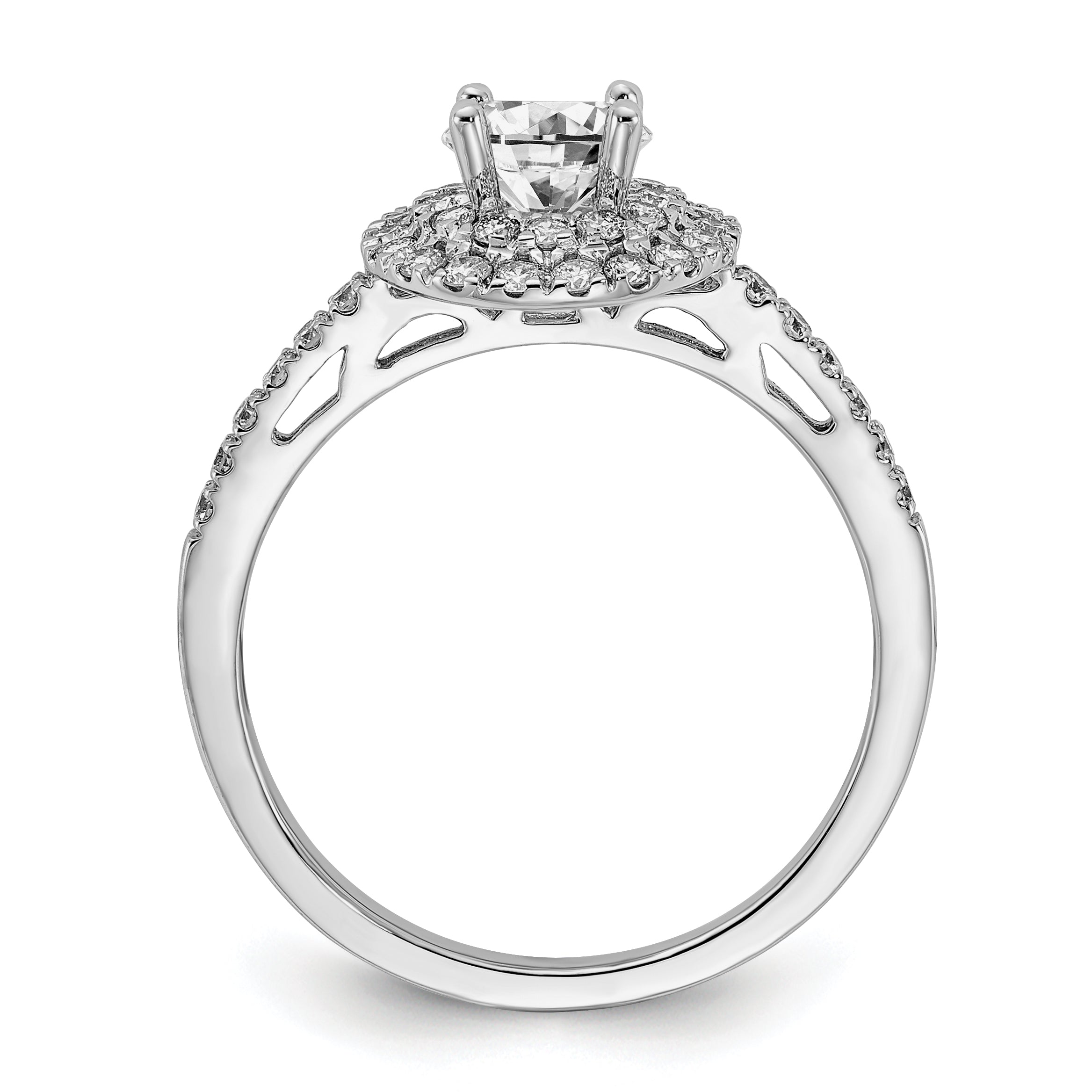 14K White Gold Diamond Complete Double Halo Engagement Ring