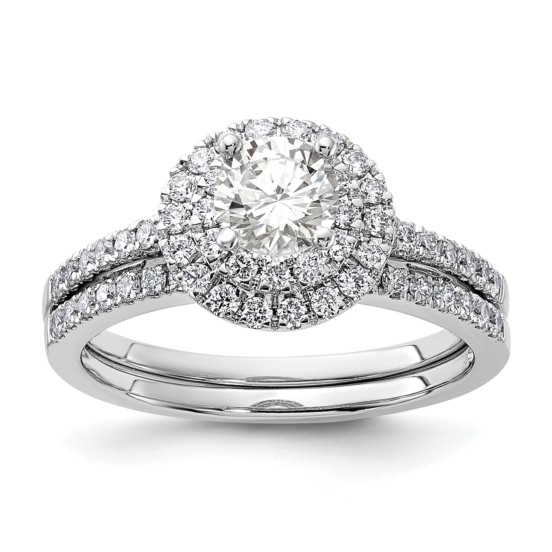 14K White Gold Diamond Complete Double Halo Engagement Ring