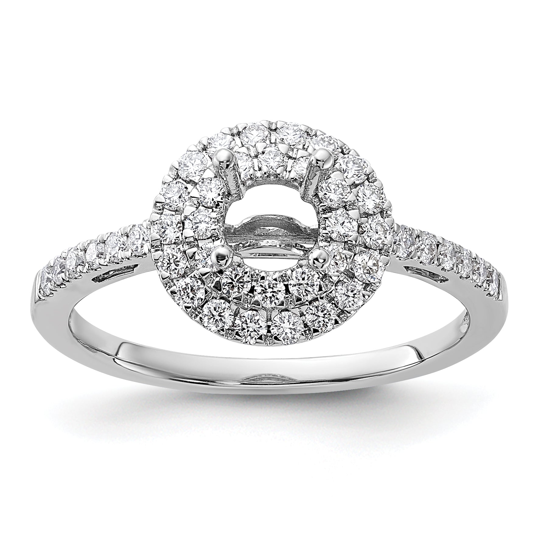 14K White Gold Diamond Complete Double Halo Engagement Ring