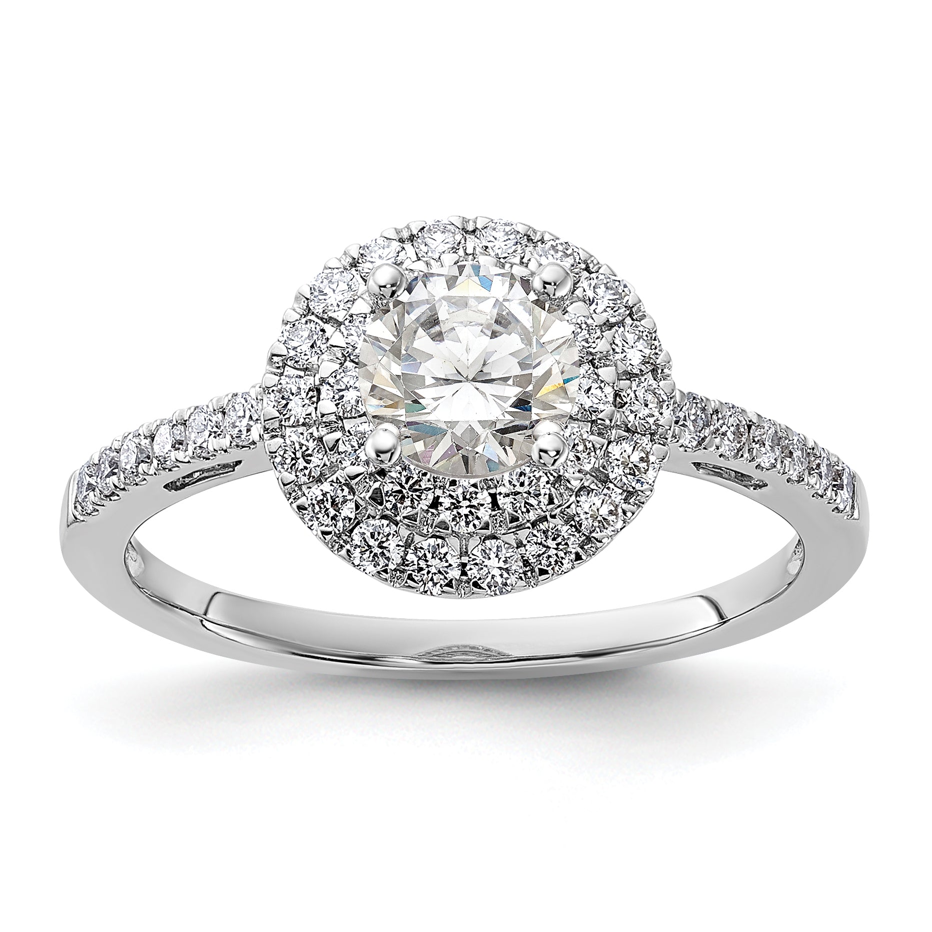 14K White Gold Diamond Complete Double Halo Engagement Ring