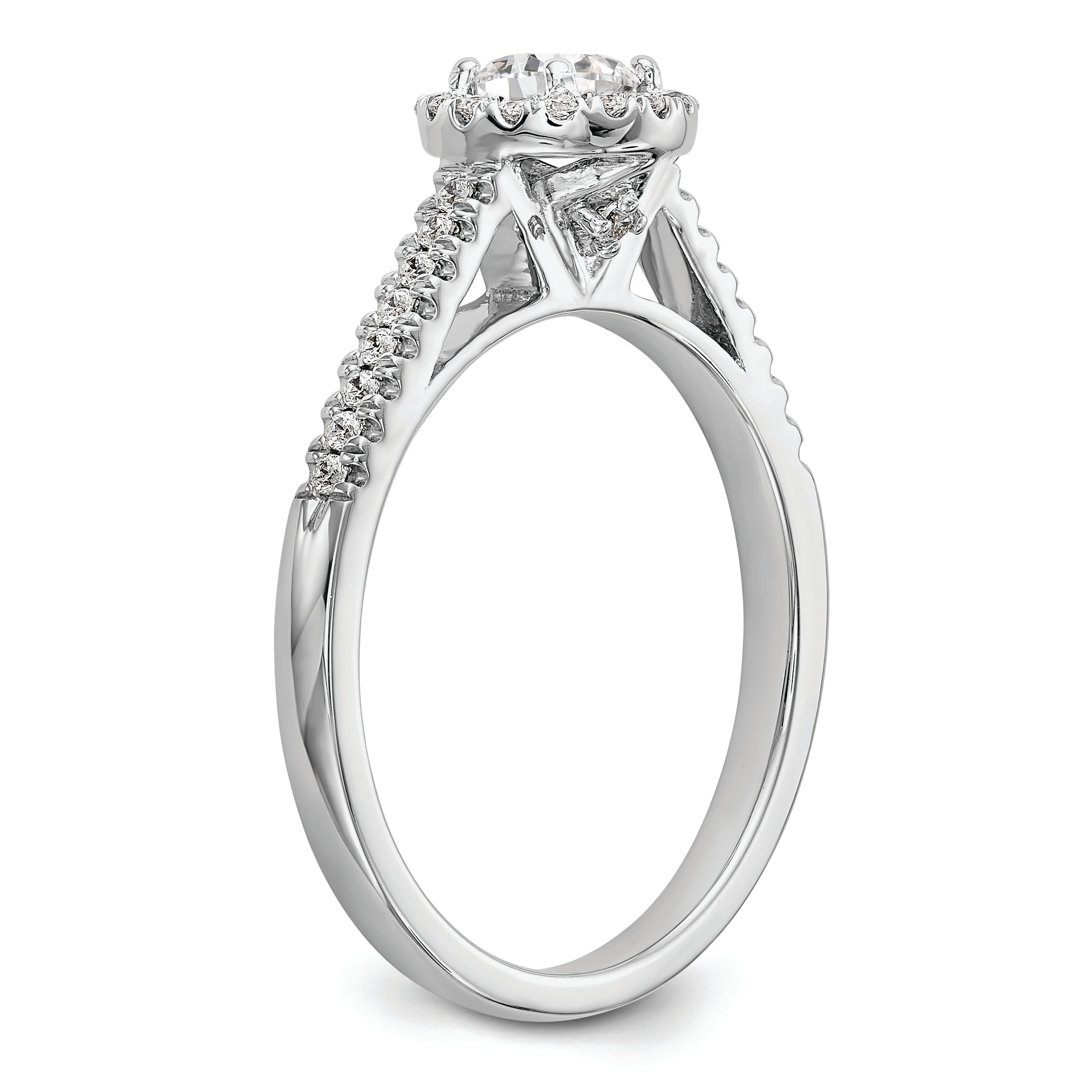 14K White Gold Halo Plus (Holds 1/3 carat (4.5mm) Round Center) 1/5 carat Diamond Semi-Mount Engagement Ring