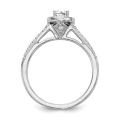 14K White Gold Halo Plus (Holds 1/3 carat (4.5mm) Round Center) 1/5 carat Diamond Semi-Mount Engagement Ring