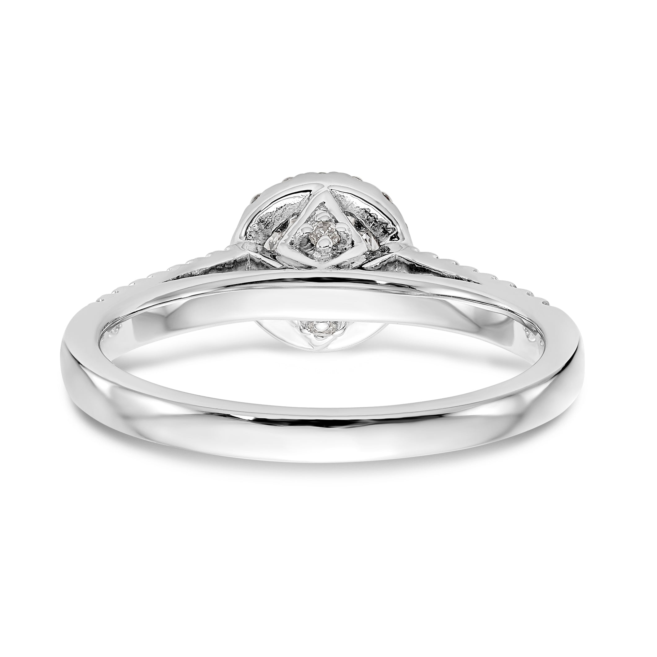 14K White Gold Halo Plus (Holds 1/3 carat (4.5mm) Round Center) 1/5 carat Diamond Semi-Mount Engagement Ring