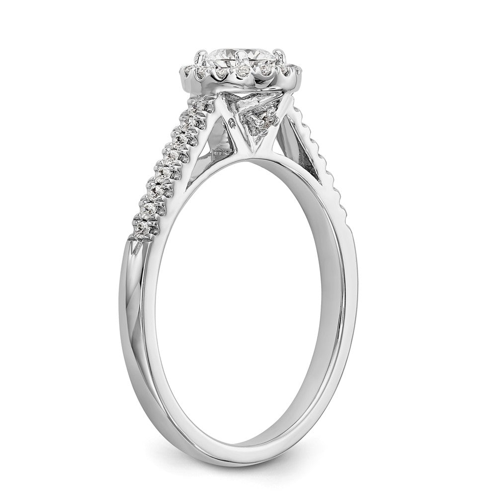 14K White Gold Halo Plus (Holds 1/3 carat (4.5mm) Round Center) 1/5 carat Diamond Semi-Mount Engagement Ring