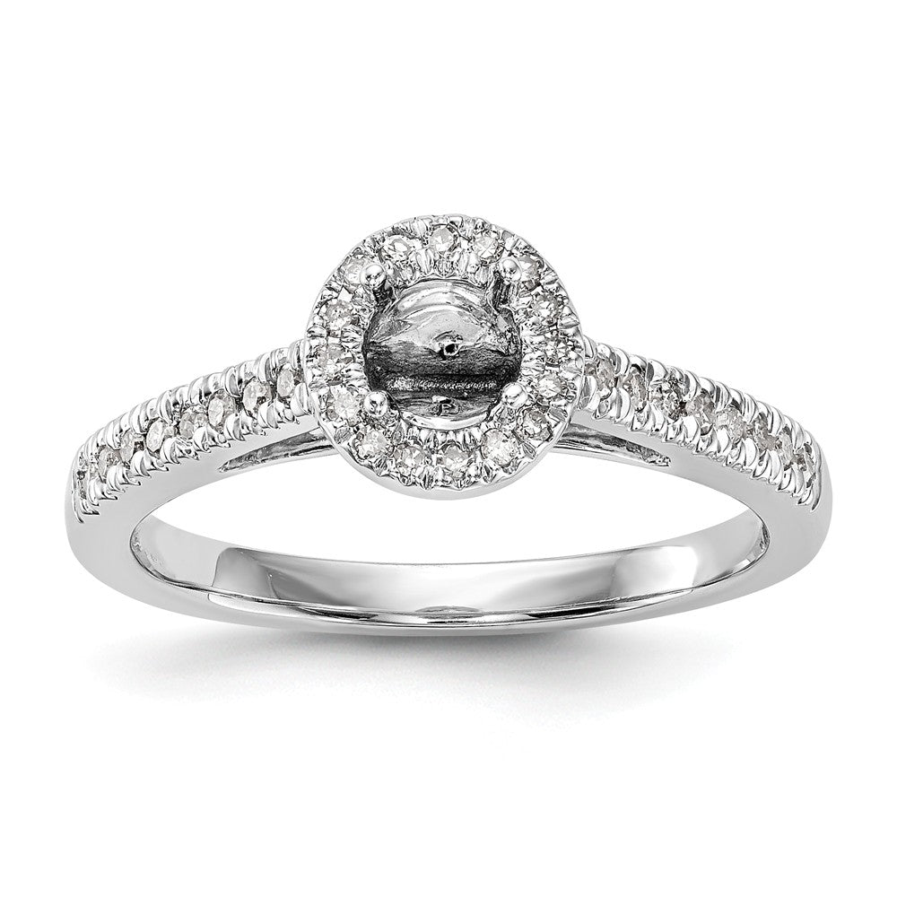 14K White Gold Round Diamond Semi-Mount Halo Engagement Ring