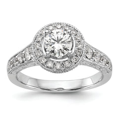 14K White Gold Halo Plus (Holds 3/4 carat (5.8mm) Round Center) 3/4 carat Diamond Semi-Mount Engagement Ring