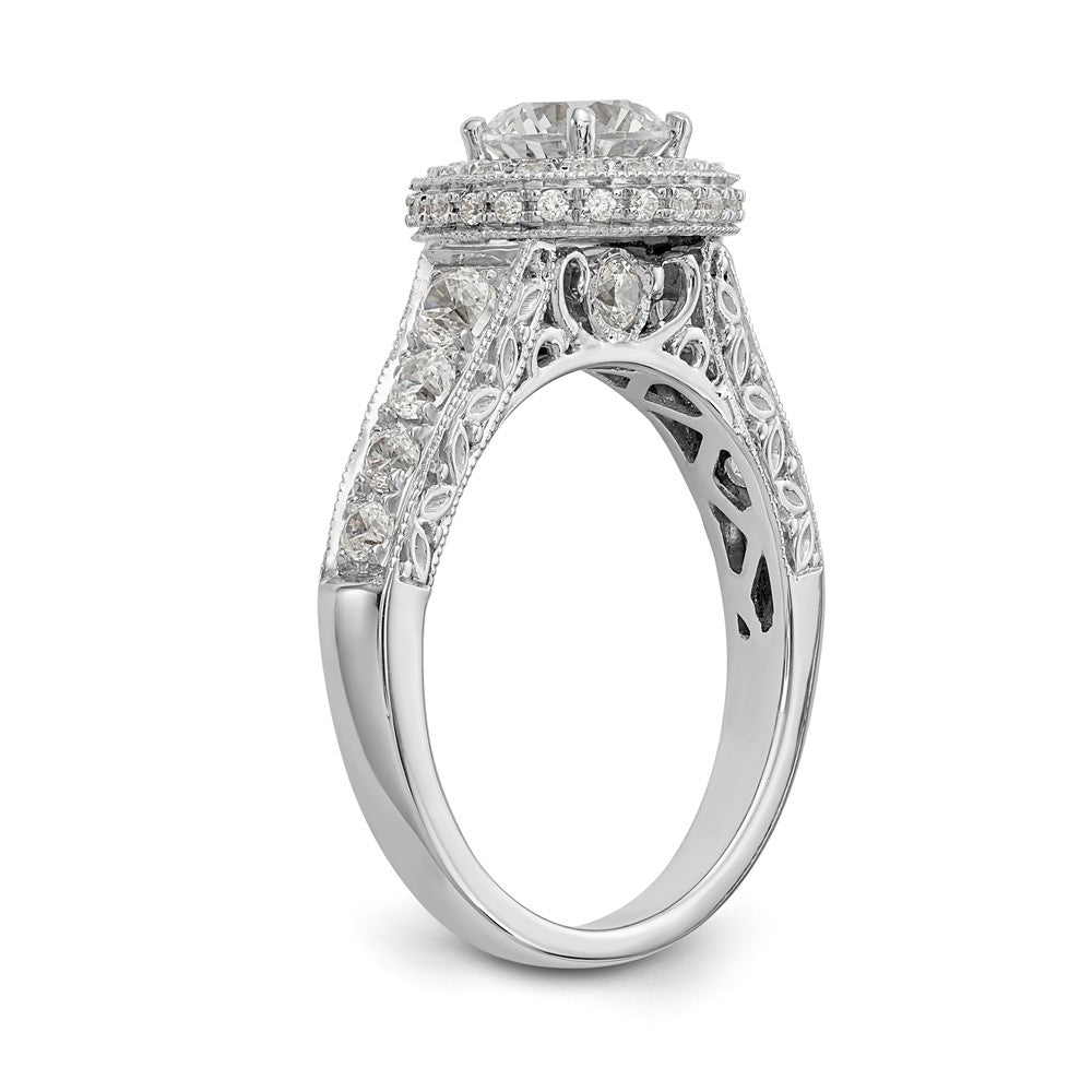 14K White Gold Halo Plus (Holds 3/4 carat (5.8mm) Round Center) 3/4 carat Diamond Semi-Mount Engagement Ring