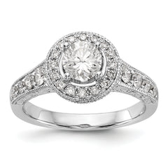 14K White Gold Halo Plus (Holds 3/4 carat (5.8mm) Round Center) 3/4 carat Diamond Semi-Mount Engagement Ring