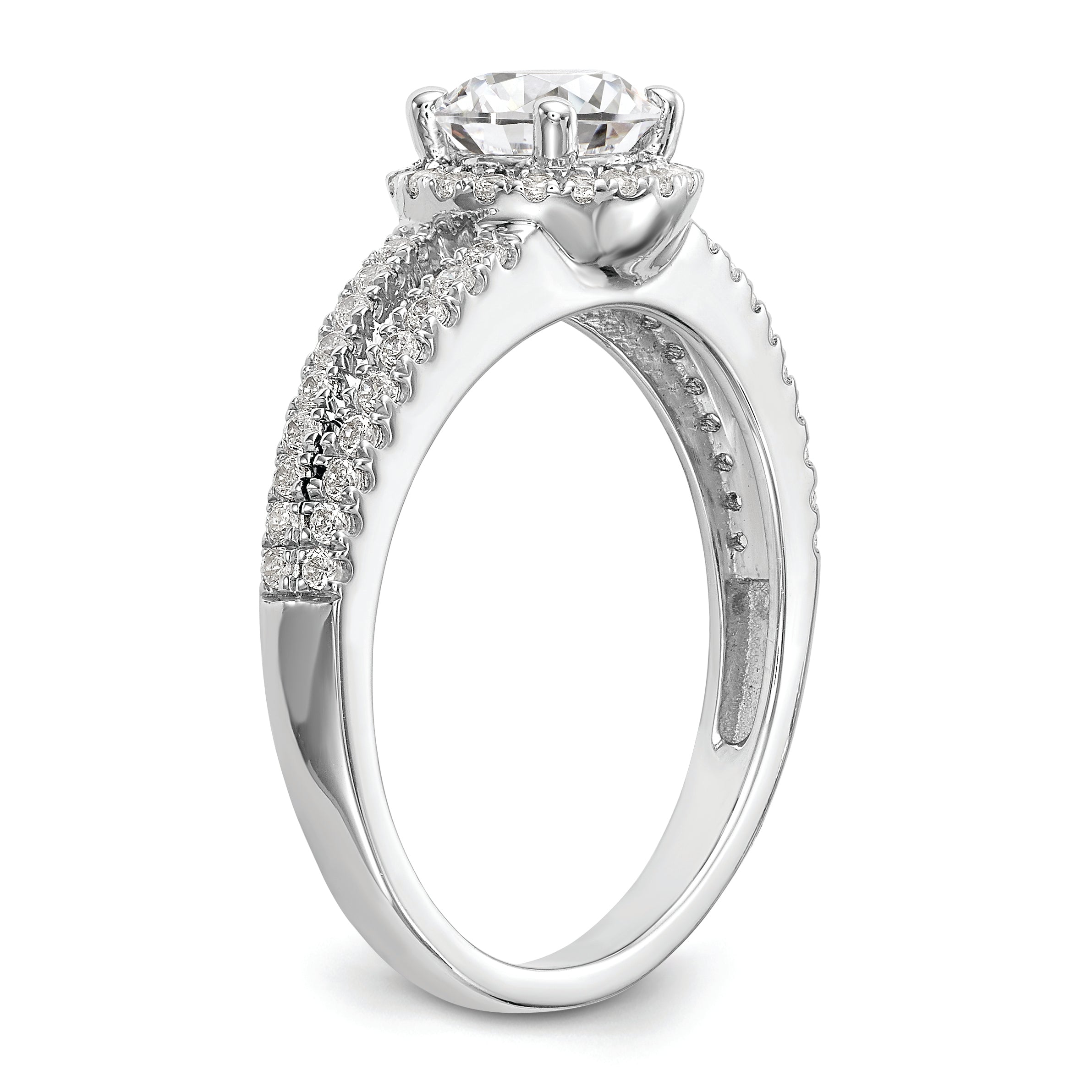 14K White Gold Halo Plus (Holds 3/4 carat (6.00mm) Round Center) 1/3 carat Diamond Semi-Mount Engagement Ring