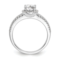 14K White Gold Round Diamond Semi-Mount Halo Engagement Ring