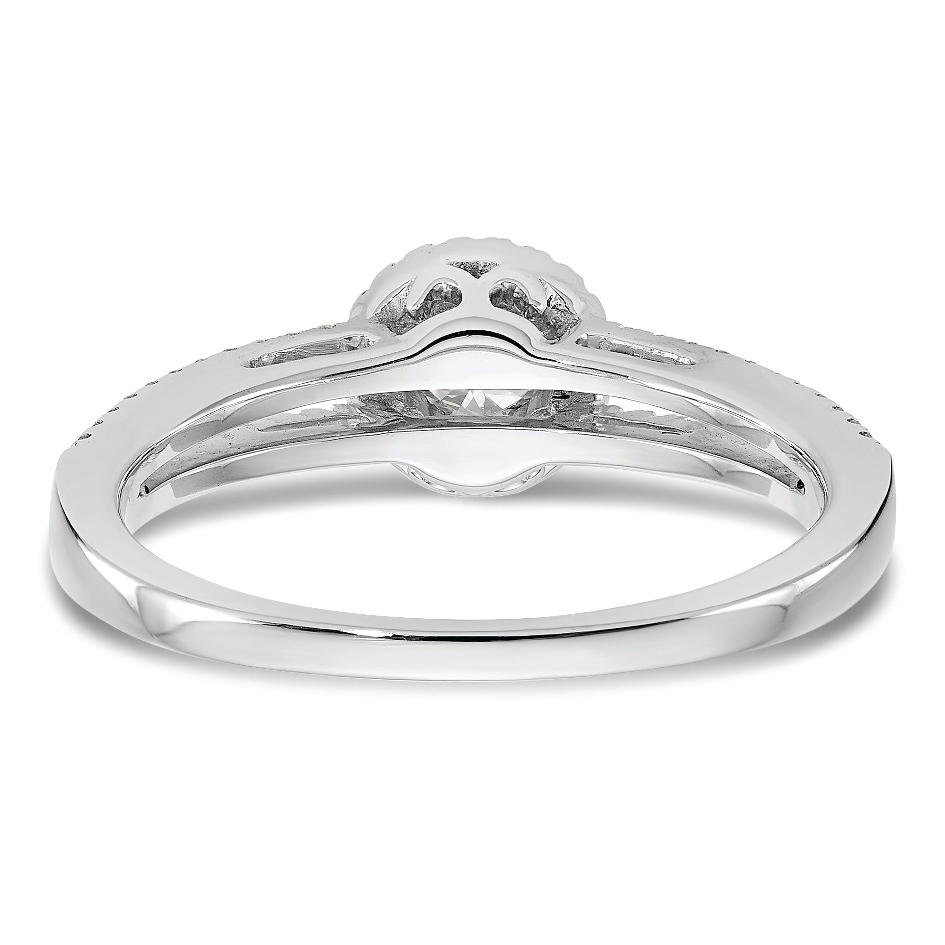 14K White Gold Halo Plus (Holds 1/4 carat (4.00mm) Round Center) 1/5 carat Diamond Semi-Mount Engagement Ring