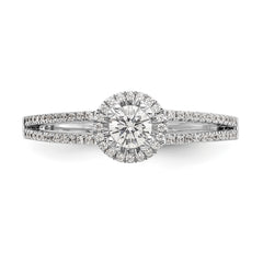 14K White Gold Halo Plus (Holds 1/4 carat (4.00mm) Round Center) 1/5 carat Diamond Semi-Mount Engagement Ring