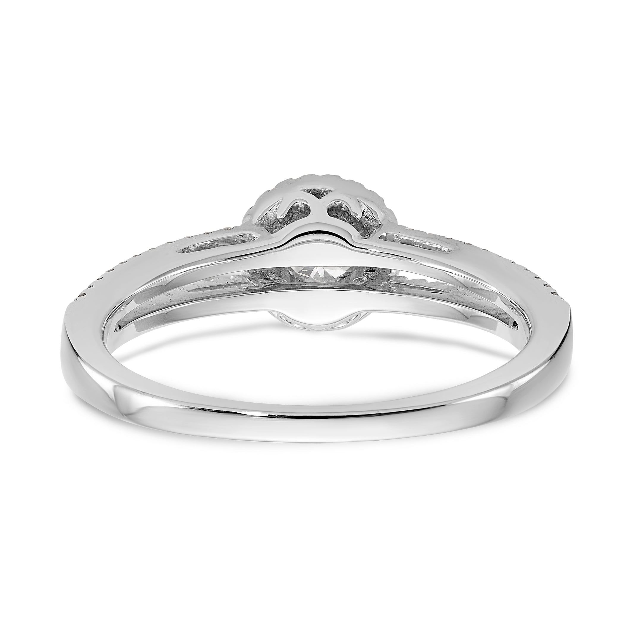 14K White Gold Halo Plus (Holds 1/4 carat (4.00mm) Round Center) 1/5 carat Diamond Semi-Mount Engagement Ring